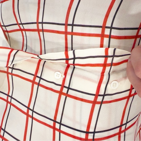 Dice Kayek Plaid Puff-Sleeve Collared Shirt- Red and White size S paid $1000 - Picture 11 of 12
